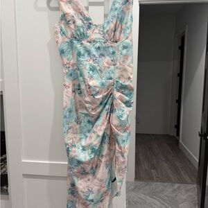 Cider Backless Floral Dress in Pink and Blue